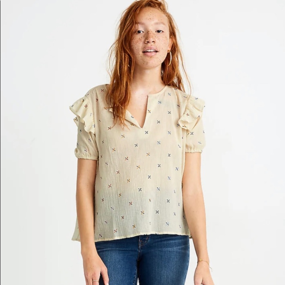 Madewell Embroidered Gazebo Top Rainbow X’s Small